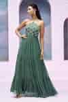 Buy Blue Georgette, Satin Beads, Sihana Cloud Pattern Anarkali With ...