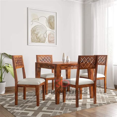 KD FURNITURES Sheesham Wood Dining Table 4 Seater with Chair | Dining ...