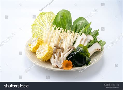 Mixed Vegetables Shabu White Background Stock Photo 2277050901 ...