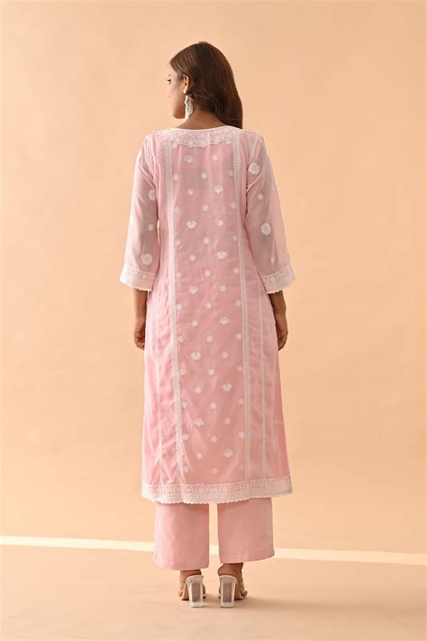 Pink Embroidered Kurta Set – SABHYATA CLOTHING