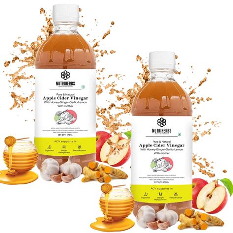 Nutriherbs Organic Raw Apple Cider Mother Vinegar (Sirka) with Honey ...
