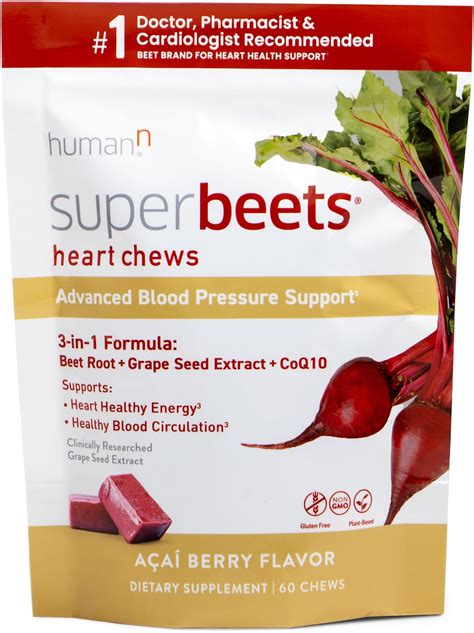 Amazon.com: humanN SuperBeets Heart Chews Advanced - 3-in-1 Formula ...