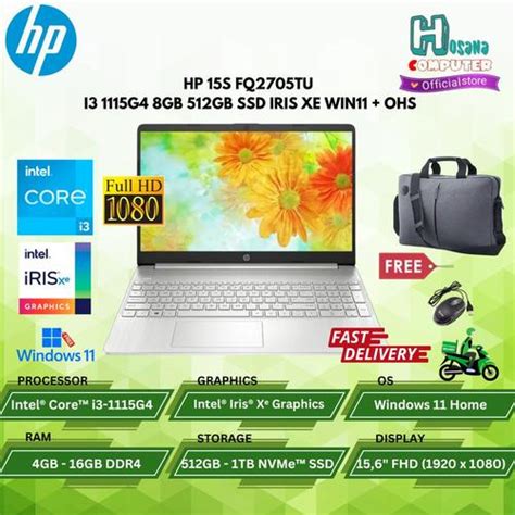 Promo LAPTOP HP 15S FQ2705TU - I3 1115G4 8GB 512GB SSD WIN11 + OHS ...