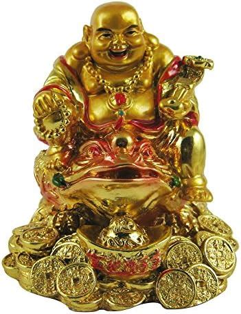 Buy GJ Polyresin Laughing Buddha on Dragon; 10x 13x 8 cm; Gold; 1 ...