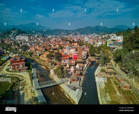Nepal, Kathmandu valley, aerial view of Panauti Newar village Stock ...