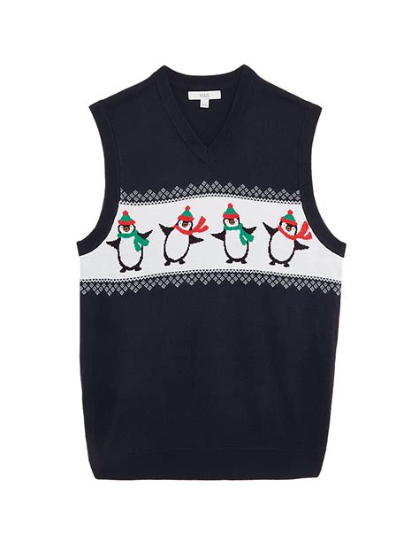 Buy Sleeveless Penguin V-Neck Christmas Jumper at Marks & Spencer