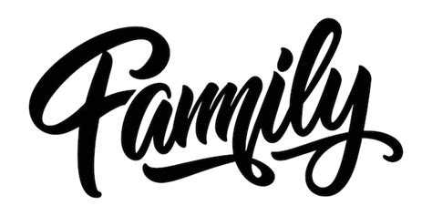 Family hand writing black color vector pro illustration on white ...