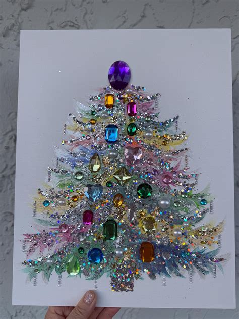 Jeweled Christmas Tree Canvas Art 11x14” Christmas Decor - Mini ...