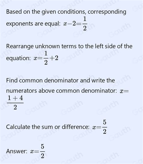 Solved: 36^(x-2)=sqrt(36) [Math]