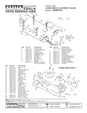 Fillable Online PARTS FOR LASER WHEEL ALIGNMENT GAUGE MODEL GA50 Fax ...