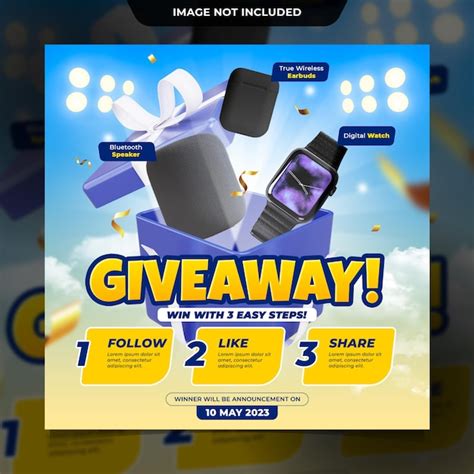 Giveaway contest social media post template | Premium PSD