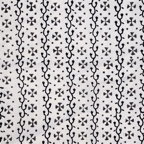 Pure Cotton White With Black Creeper And Grey Flowers Hand Block Print ...