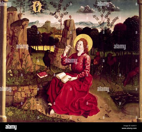 fine arts, religious art, saints, John the Apostle, at Patmos, painting, Master of the Rohrdorf ...