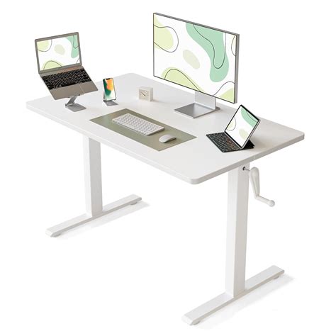FEZIBO Crank Height Adjustable Desk, 40 Inches Manual Standing Desk ...
