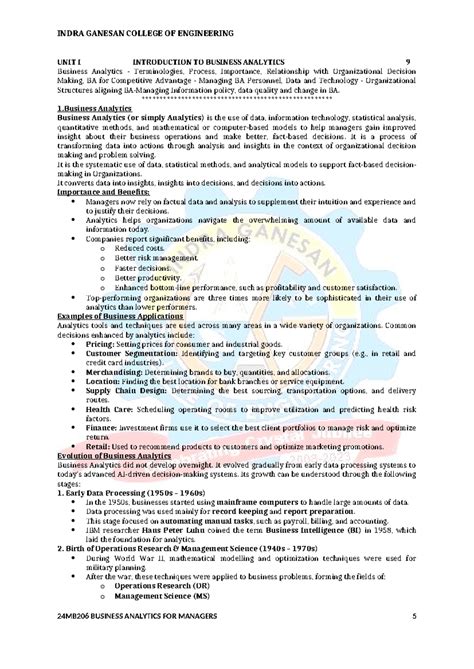 24MB206 BUSINESS ANALYTICS FOR MANAGERS: Unit 1 Comprehensive Notes ...