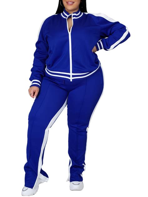 Haite Women's Plus Size 2 Piece Tracksuit, Oversized Jogging Set ...