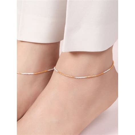 Buy Zavya Multi-Color Dual-Tone Weave Chain 925 Sterling Silver Anklets ...