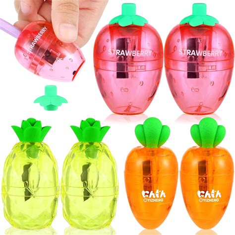 Buy 6 Pack Cute Cartoon Translucent Fruits Strawberry Shaped Manual ...
