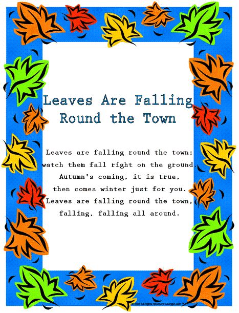 Fall Rhymes & Songs: "Leaves are Falling Round the Town" and Sing Along ...