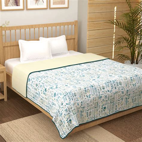 Super Soft Reversible Multi & Yellow Abstract Cotton Double Dohar ...