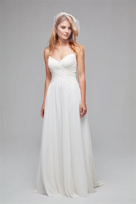 Ruched Bodice Chiffon A-Line Wedding Dress | Affordable bridal gowns, Online wedding dress ...