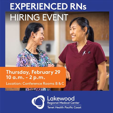 Learn about our many benefits working at Lakewood Regional Medical Center! Meet our hiring ...