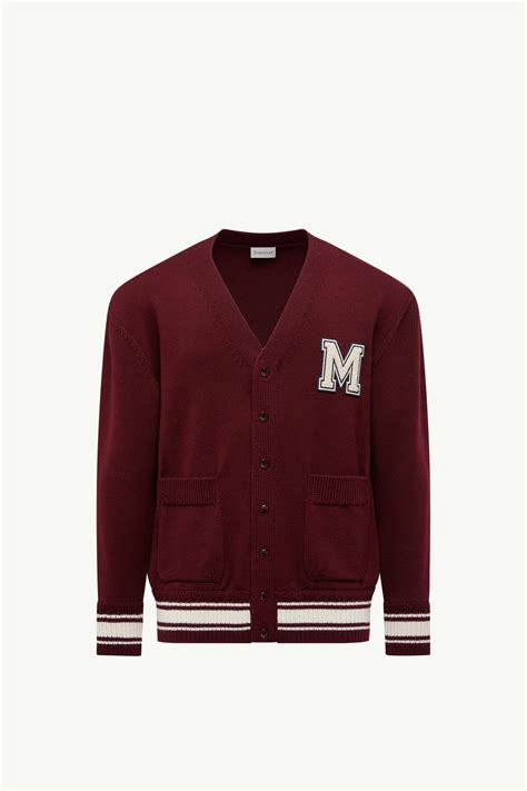 Burgundy Embroidered Monogram Wool Cardigan - Sweaters & Cardigans for ...