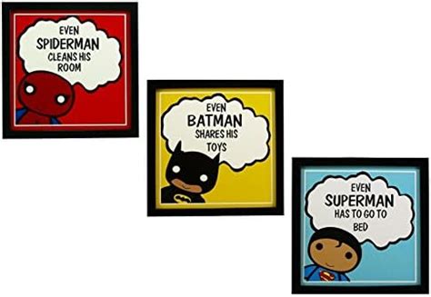Indianara 3 Piece Set of Framed Wall Hanging Kids Room Decor Spiderman ...