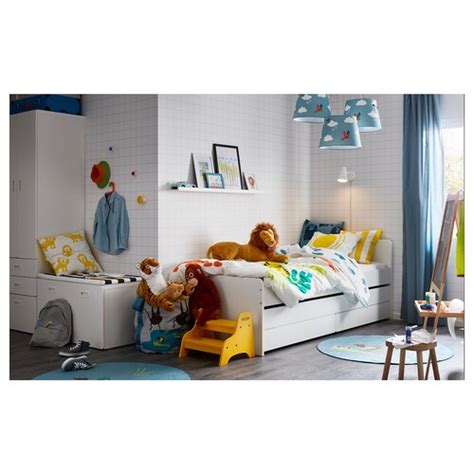 SLÄKT Bed frame with underbed and storage, white, 90x200 cm (353/8x783 ...