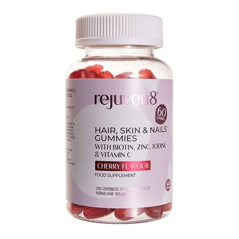 Rejuven8 Hair, Skin & Nails Cherry Flavour Gummies - 60 Gummies ...