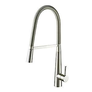 Bathroom Kitchen Sink Faucet,Silver 360° Swivel Spring Nickel Brushed ...