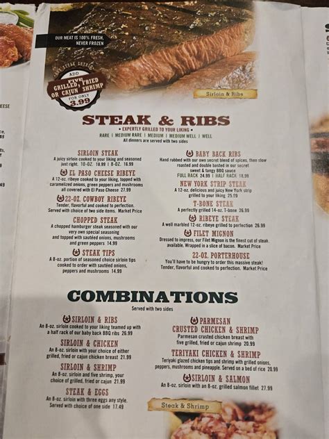 Menu at Black Stallion Steakhouse, Columbia
