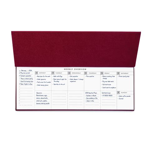 Weekly Desk Planner - Burgundy – 7mm - Fine Paper Stationery