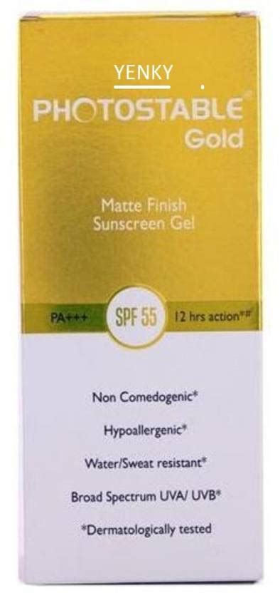 YENKY Sunscreen - SPF 50 PA+++ Photostable Gold Sunscreen Gel SPF-55 ...