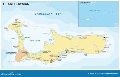 grand cayman island map in caribbean