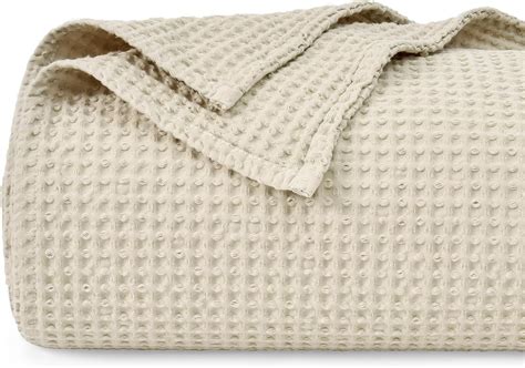 Amazon.com: PHF 100% Cotton Waffle Weave Blanket Queen Size 90"x90 ...