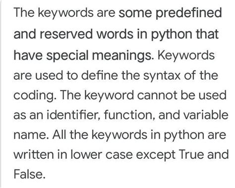 what are keywords in python. - Brainly.in