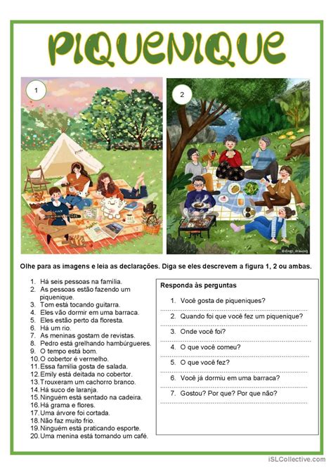 Descrição imagem - Piquenique compre…: English ESL worksheets pdf & doc