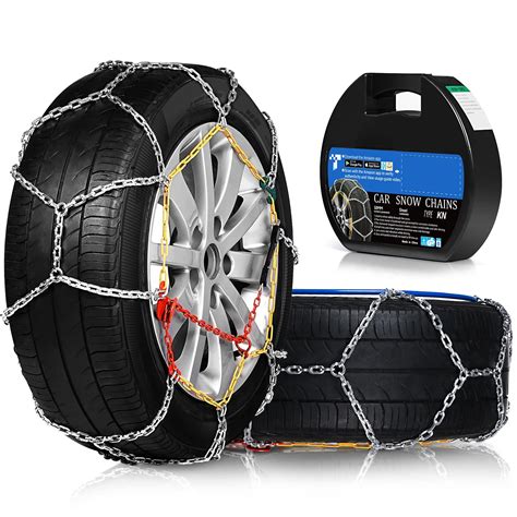 FLYSWAN Snow Tire Chains for Car SUV Pickup Trucks, Choose Your Size from The Picture, Set of 2 ...
