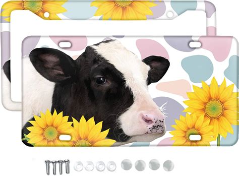 KUIFORTI Cute Cow & Sunflower Car Tag License Plate India | Ubuy