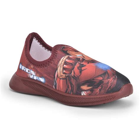 Buy Marvel Avengers by toothless Kids Boys Maroon Lycra Shoes ...