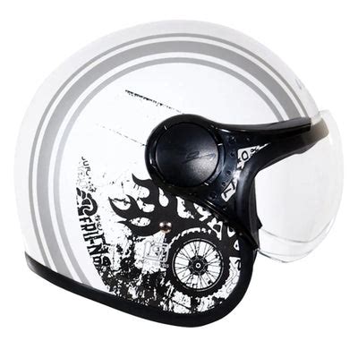 Vega Jet Old School W/Visor White Silver Helmet | Shop Helmets at ...