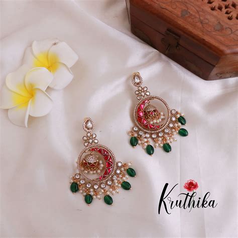 Beautiful Jadau jhumkas in chandbalis E462 (Available in two colors ...