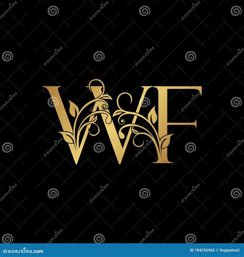 Golden Floral Letter W En F Wf Wf Logo Icon Luxe Alphabet Font Initial ...