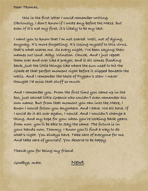 newts letter to thomas -tmr | Inspirierende sprüche, Handschrift übung ...