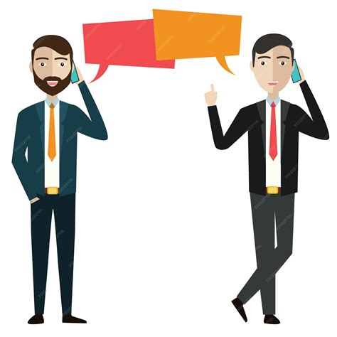 Premium Vector | Two businessmen communicate with each other by phone