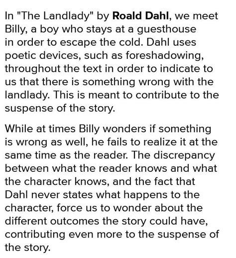 In this text, Roald Dahl never outright states the landlady’s dark ...