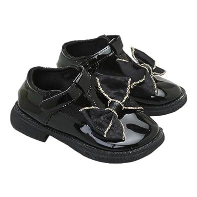 Buy Hopscotch Baby Girls PU Bow Applique Mary Jane in Black Color, UK:6 ...