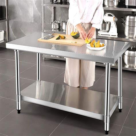 Restaurant Kitchen Work Tables HOCCOT 24" X 48" Stainless Steel Prep