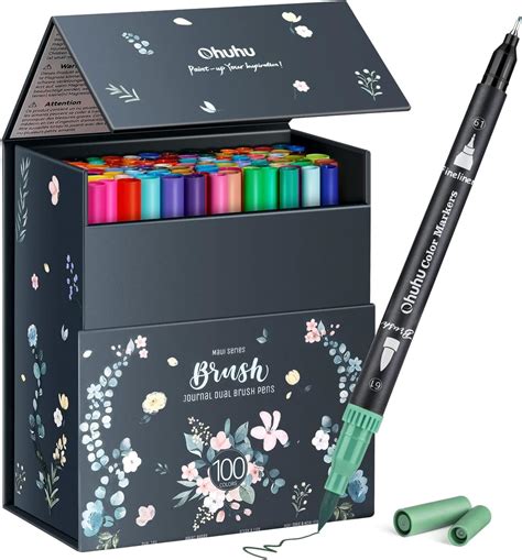 Ohuhu Brush Pen 100 Colors Water-based Sketch Pen Set for Artists No ...